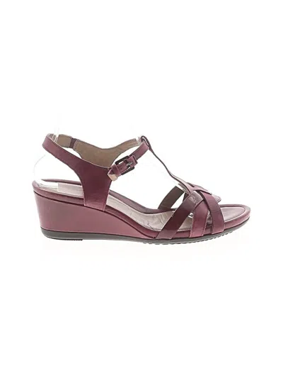 Pre-owned Ecco Wedges In Burgundy