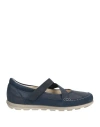 Ecco Woman Ballet Flats Navy Size 8 Leather In Blue