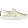 Ecco Women's  Soft 7 Woven Slip On Sneakers In Pure White Gold Leather In Gold