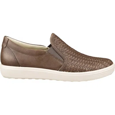 Ecco Women's  Soft 7 Woven Slip-on Sneakers In Taupe Leather In Brown