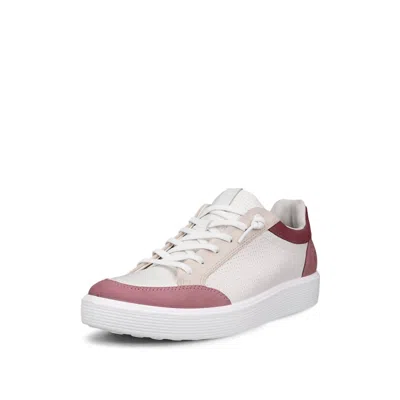 ECCO WOMEN'S SOFT 60 SHOES WITH LACES IN WHITE WITH RED