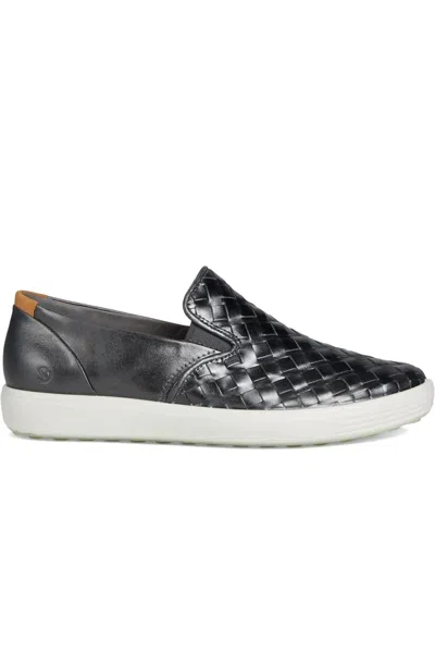 Ecco Women's Soft 7 Woven Slip On Sneaker In Silver Heavy In Gray