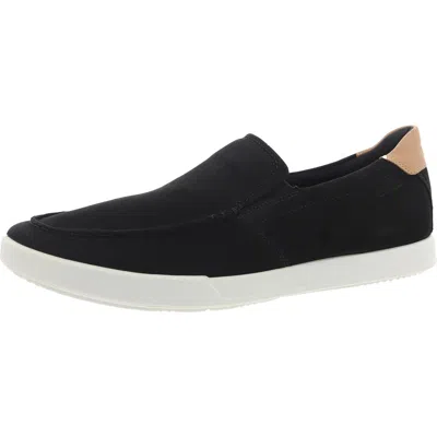 Ecco Womens Cushioned Footbed Leather Loafers In Black