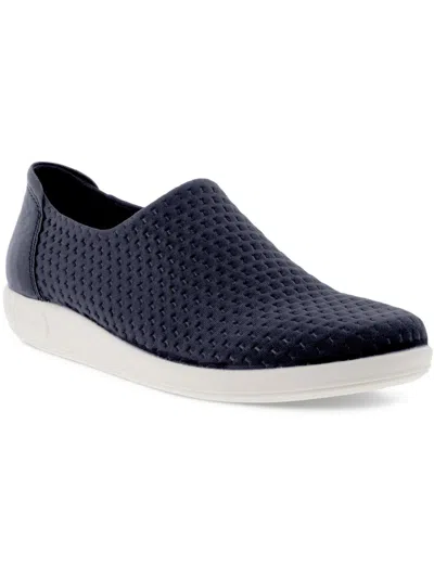 Ecco Womens Faux Leather Slip-on Sneakers In Blue