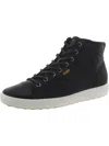 Ecco Womens Leather Lifestyle High-top Sneakers In Black