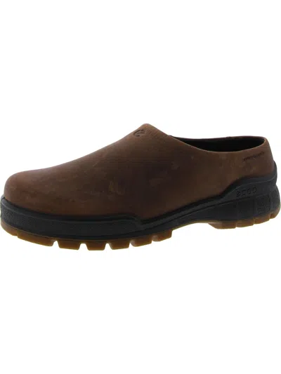 Ecco Womens Leather Slip On Clogs In Brown