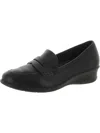 ECCO WOMENS LEATHER SLIP-ON LOAFERS