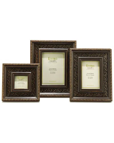 Eccolo Angelico Set Of 3 Wood Frames In Brown