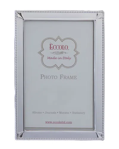 Eccolo Sterling Silver Diamond Corner 4x6 Frame In Gray