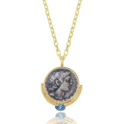 Ece London Women's Blue / Gold The Alexander Coin Pendant I