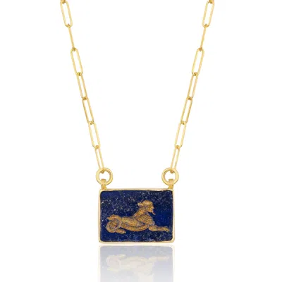 Ece London Women's Blue / Gold The Sphinx Ii Necklace