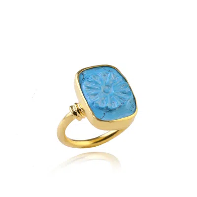 Ece London Women's Gold / Blue The Flourish Ring In Multi