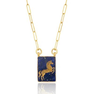 Ece London Women's Gold / Blue The Horse Necklace