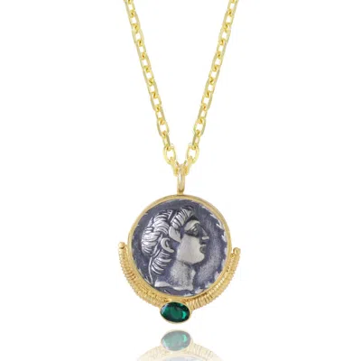 Ece London Women's Gold / Green The Alexander Coin Pendant Ii