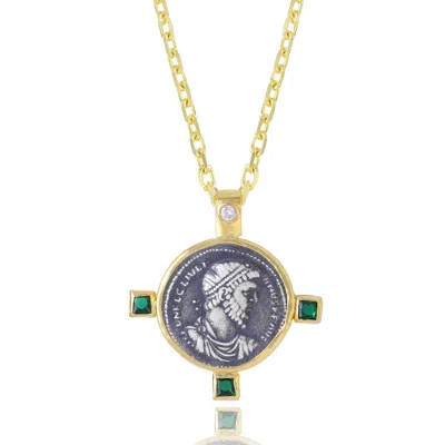 Ece London Women's Gold / Green The Julian I I Coin Necklace
