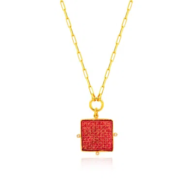 Ece London Women's Pink / Purple / Gold The Imperial Guardian Necklace V