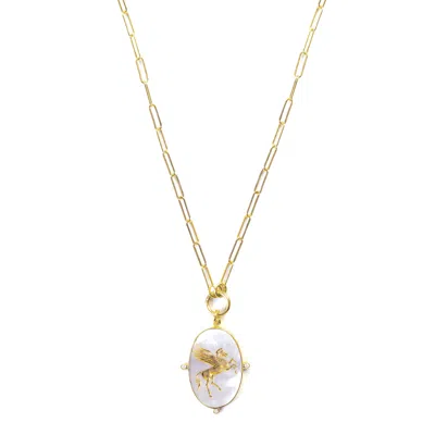 Ece London Women's White / Gold The Pegasus Ii Necklace In Multi