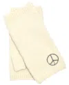 Echo 23 Embroidered Fingerless Gloves In Cream,peace Sign