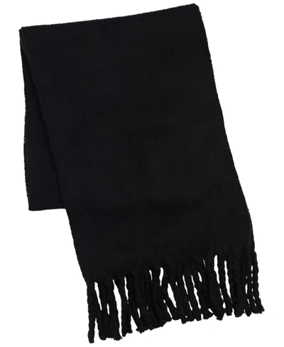 Echo 23 Plush Boucle Fringe Scarf In Black