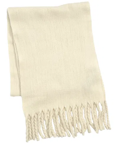 Echo 23 Plush Boucle Fringe Scarf In Cream
