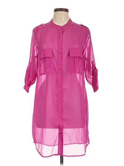 Pre-owned Echo 3/4 Sleeve Button Down Shirt In Pink