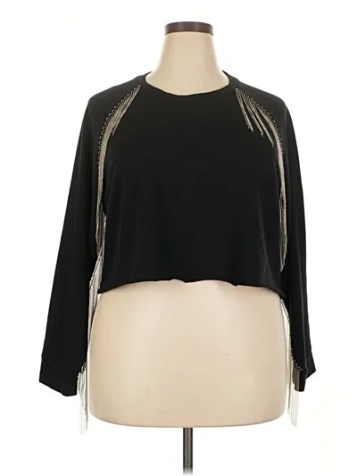 Pre-owned Echo 3/4 Sleeve Top Black Keyhole Neckline Tops