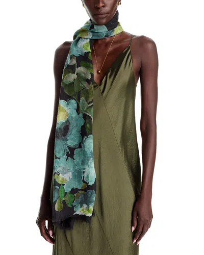 Echo Artists Floral Wool Blend Wrap In Green