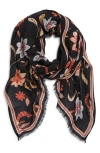 Echo Autumn Floral Fringe Scarf In Multi