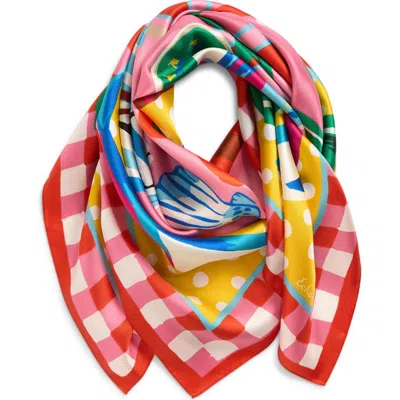 Echo Beach Picnic Silk Square Scarf In Neutral
