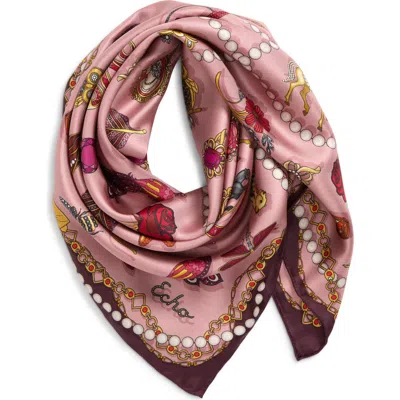 Echo Bejeweled Silk Square Scarf In Pink