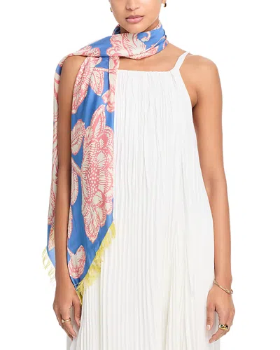 Echo Block Floral Oversized Silk Scarf In Multi