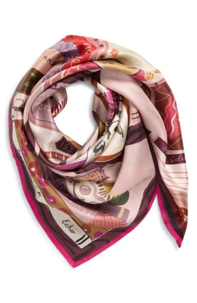 Echo Bookworm Silk Square Scarf In Black