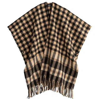Echo Bordered Check Ruana In Black