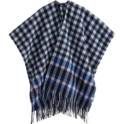 Echo Bordered Check Ruana In Navy