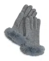 Echo Brioche Stitch Faux Fur Gloves In Gray