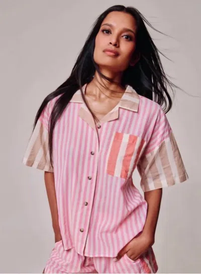 Echo Cassis Camp Shirt In Beach Pink In Multi