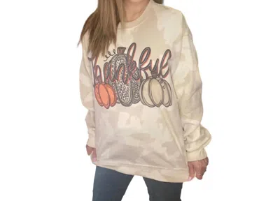 Echo Charlies Thankful Bleached Sweatshirt In Beige Multi