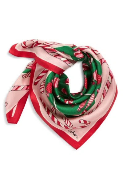 Echo Christmas Candy Silk Bandana Scarf In Pink