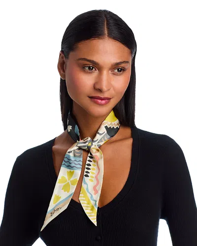 Echo Coastal Collage Silk Ribbon Scarf In Gray