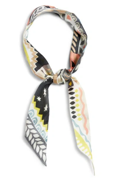 Echo Coastal Collage Silk Ribbon Scarf In Orange