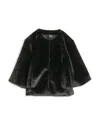 Echo Collarless Faux Fur Jacket In Black