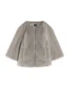 Echo Collarless Faux Fur Jacket In Silver