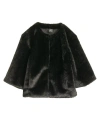 Echo Collarless Fur Jacket With Raglan Sleeves In Black
