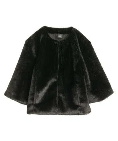 ECHO ECHO COLLARLESS FUR JACKET WITH RAGLAN SLEEVES