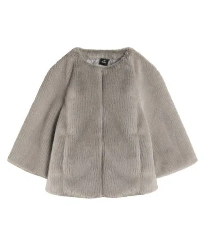 ECHO ECHO COLLARLESS FUR JACKET WITH RAGLAN SLEEVES