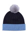 Echo Color Block Cable Knit Wool & Cashmere Beanie In Blue