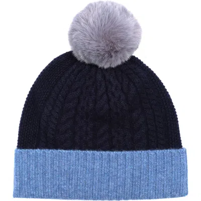 ECHO ECHO COLORBLOCK CABLE POM BEANIE