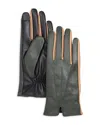 Echo Colorblock Leather Gloves In Green