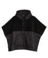 Echo Combo Quilted Hooded Poncho In Black