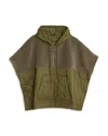 Echo Combo Quilted Hooded Poncho In Green
